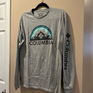 Columbia Long Sleeve Tee Grey and Teal Men’s Size M